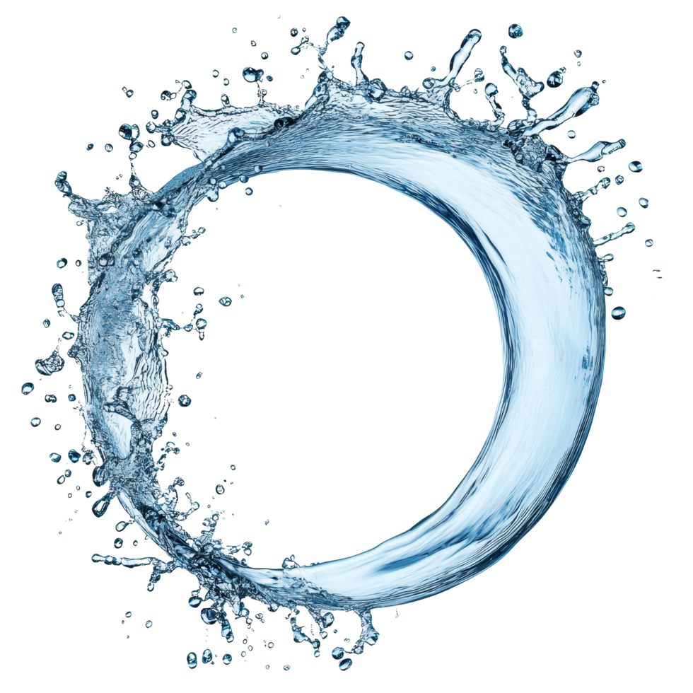 A dynamic curve of water splash captured in midair, symbolizing fluidity and motion against a clean backdrop, Curve water splash isolated Stock Photo png