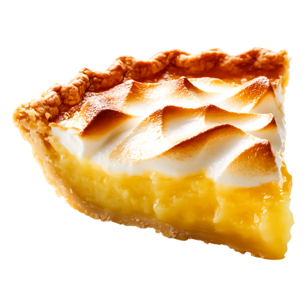Delicious Lemon Meringue Pie Slice with Golden Brown Topping png
