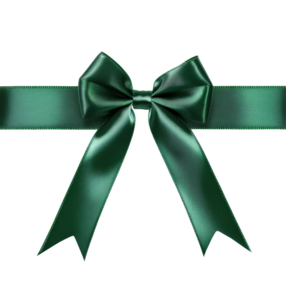 Elegant green ribbon with a bow on a pristine transparent background perfect for gift wrapping and decoration ideas, green ribbon and bow on transparent background png