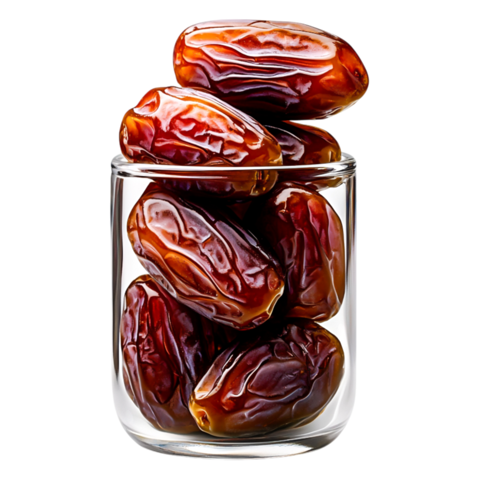 Fresh Medjool Dates in Glass Jar for Healthy Snacking and Recipes png