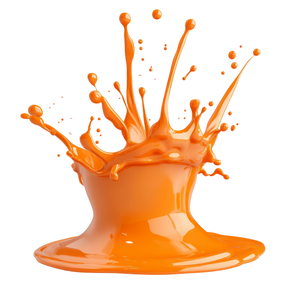 Vibrant orange paint splash against a clean transparent background, showcasing dynamic motion and artistic creativity, the Orange paint splash isolated transparent background png