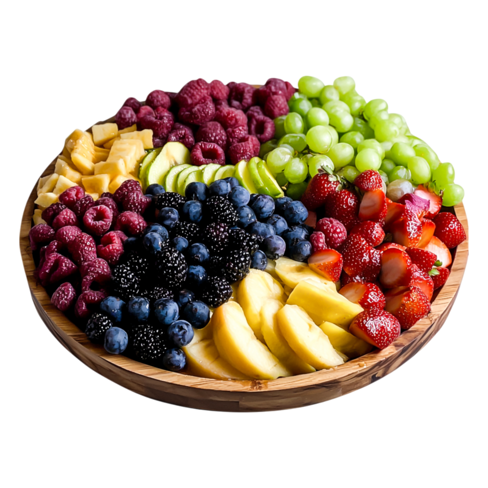 Colorful Fruit Platter with Varieties of Fresh Berries and Melons png