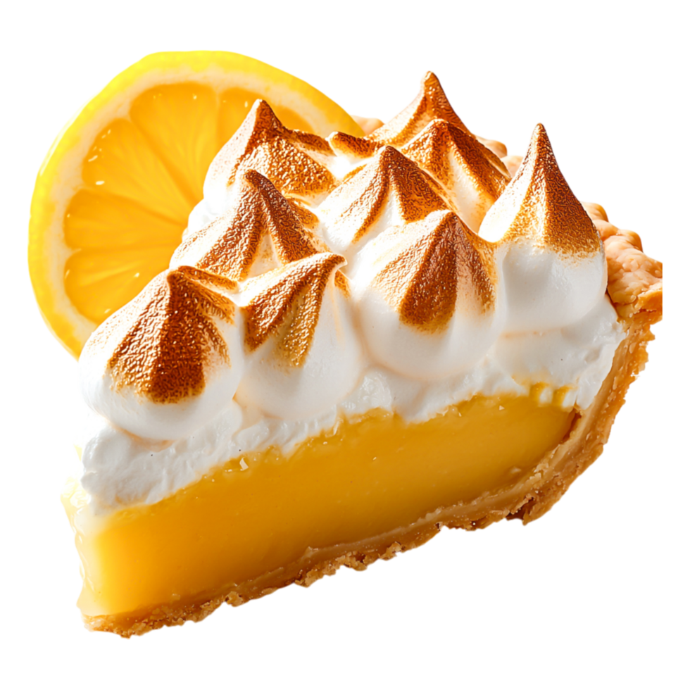 Delicious Lemon Meringue Pie with Toasted Meringue and Lemon Slice png