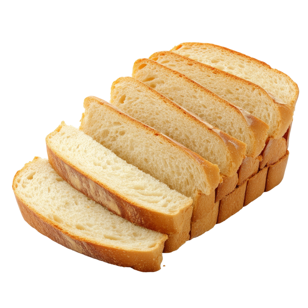 Sliced bread stacked and isolated on a clean transparent background for culinary and recipe presentations, Sliced bread isolated png