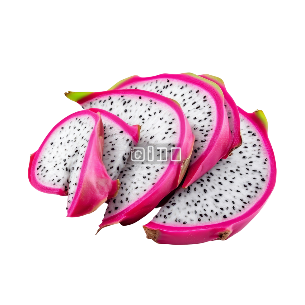 Sliced dragon fruit on a transparent background showcasing vibrant colors and unique texture for culinary inspiration, Sliced dragon fruit isolated on transparent background png