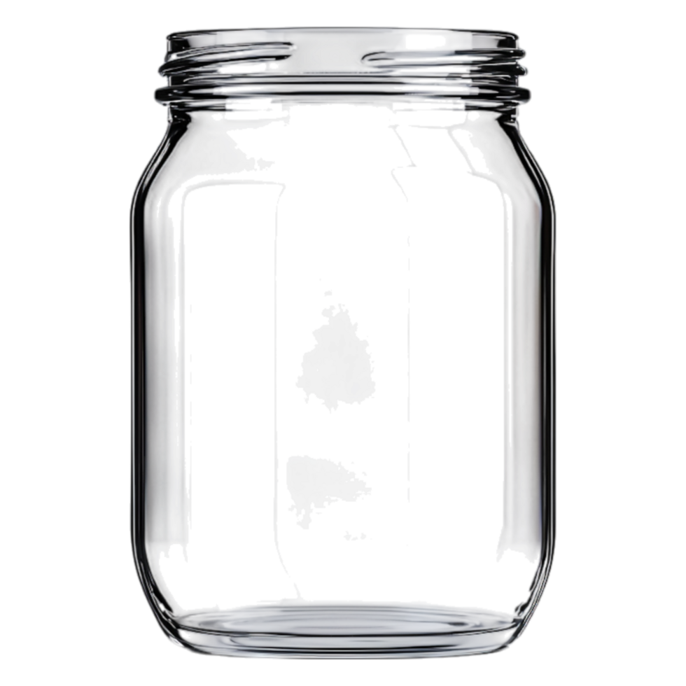 Empty glass jar with a wide mouth for storage and organization png