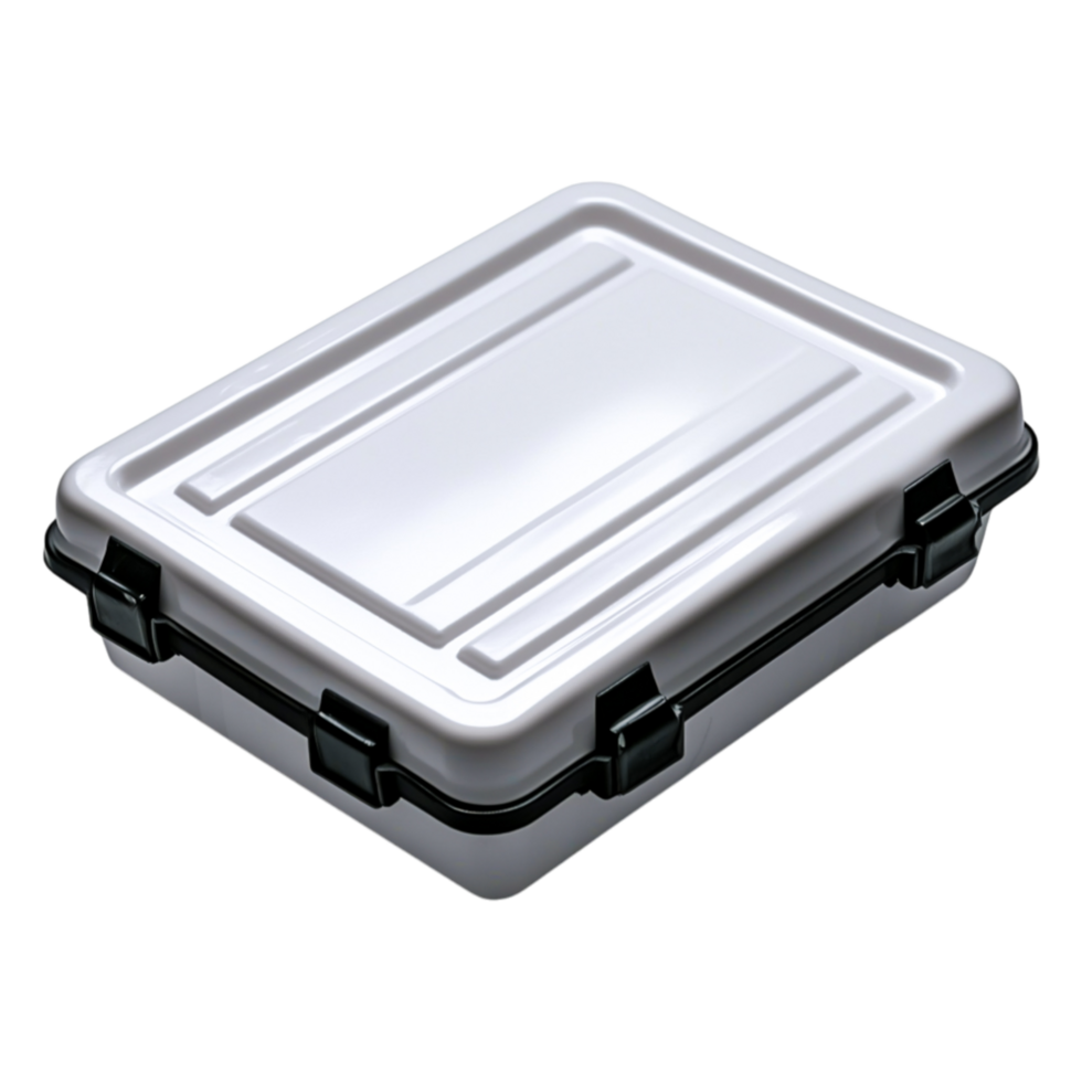 White Insulated Container with Secure Locking Mechanism for Storage png
