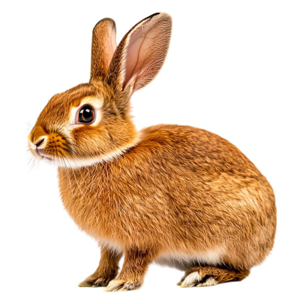 Detailed closeup of a Cute Brown Rabbit in Natural Pose png