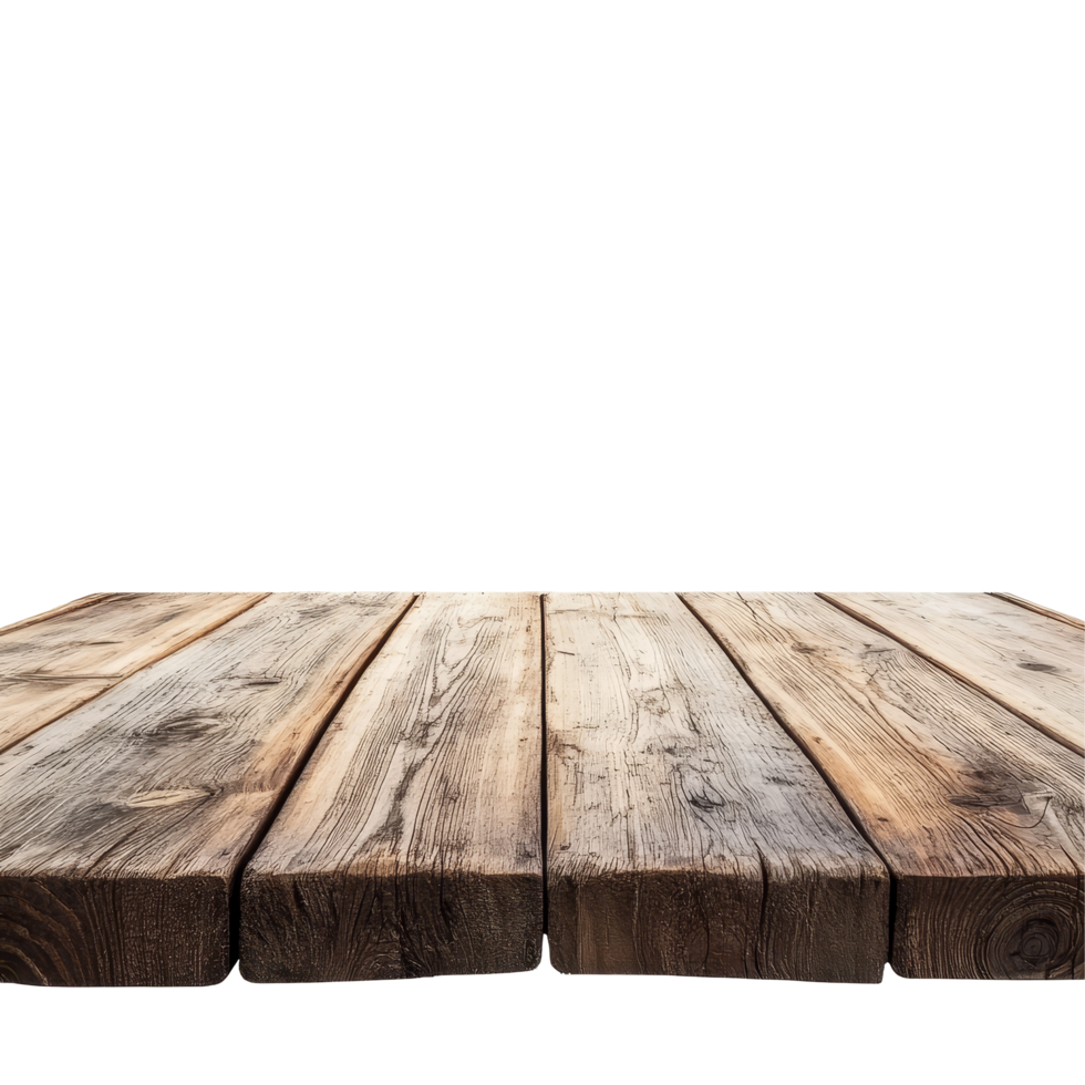 A blank wooden table top ideal for product placement in natural light settings, a blank empty wooden table top for product placement isolated on transparent backgroud png