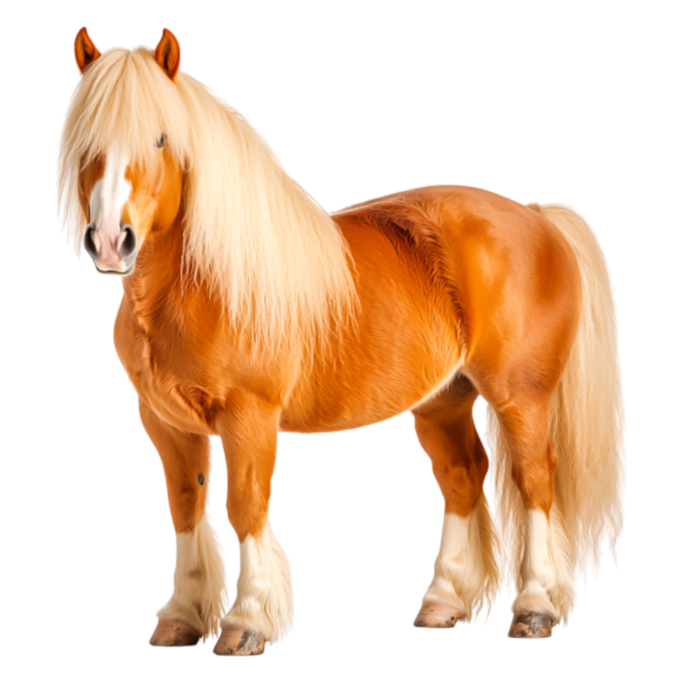 Majestic Chestnut Horse with Flowing Mane in Studio Background png