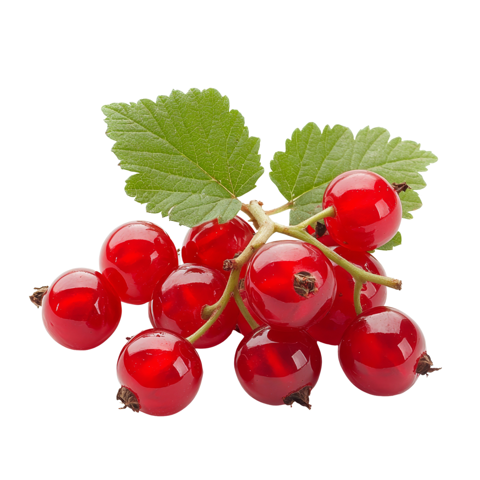 Fresh red currants on a transparent background highlighting their vibrant color and natural beauty, Fresh red currant fruit on a transparent background png