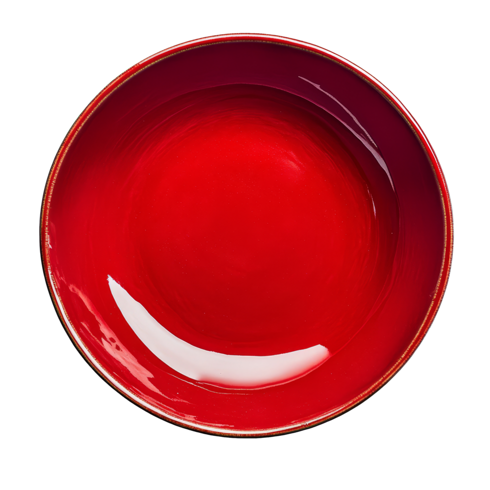 A vibrant red dish rests elegantly on a transparent background, perfect for showcasing culinary creations or serving, red dish on transparent background png