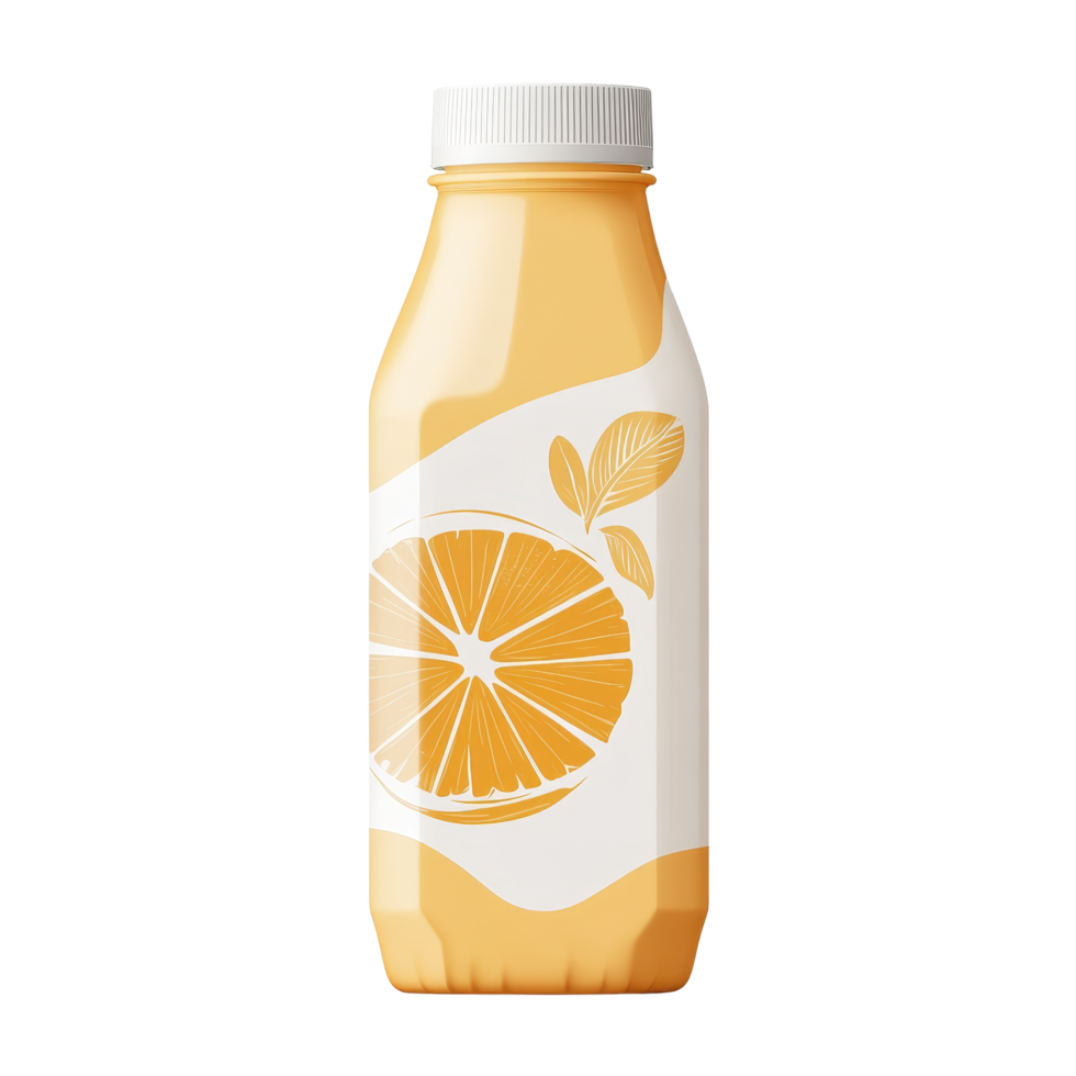 Isolated packaging of refreshing juice with a vibrant orange design displaying fresh fruit, Milk or juice packaging isolated png