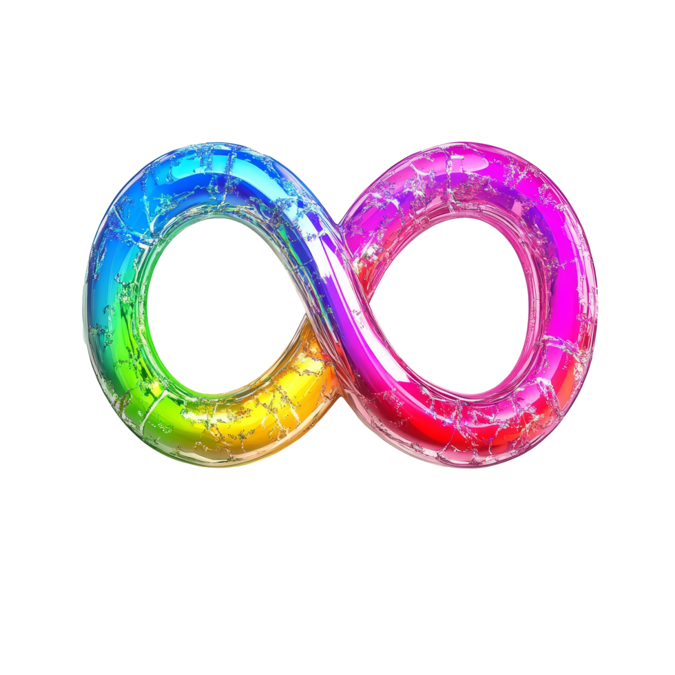 A vibrant rainbow infinity sign on a clean transparent background illustrating unity and continuity, rainbow infinity sign transparent background png