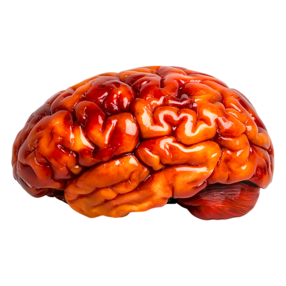 Brightly Colored Artistic Representation of a Human Brain Model png