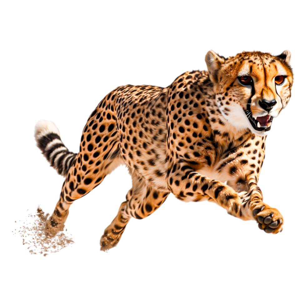 Cheetah in Motion with Blurred Background and Dynamic Pose png