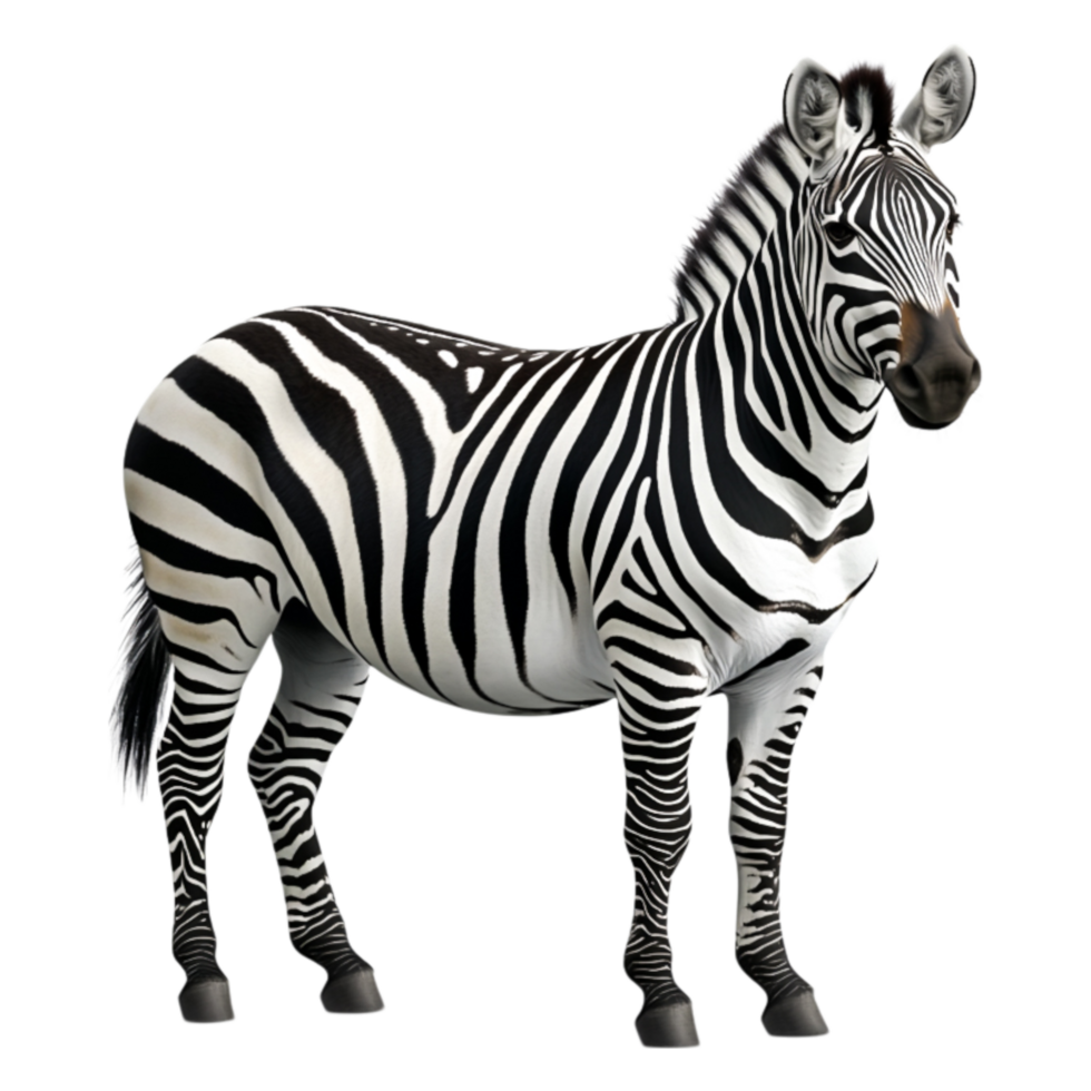 Realistic Zebra with Stripes in Natural Pose Against png
