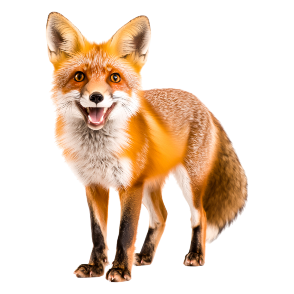 Cheerful Red Fox with Fluffy Fur and Bright Eyes in Natural Habitat png