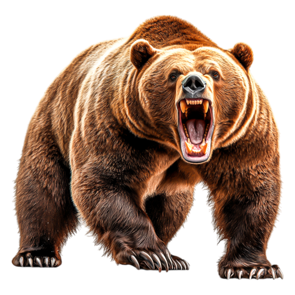 Powerful Roaring Bear with Sharp Claws in a Dramatic Pose png