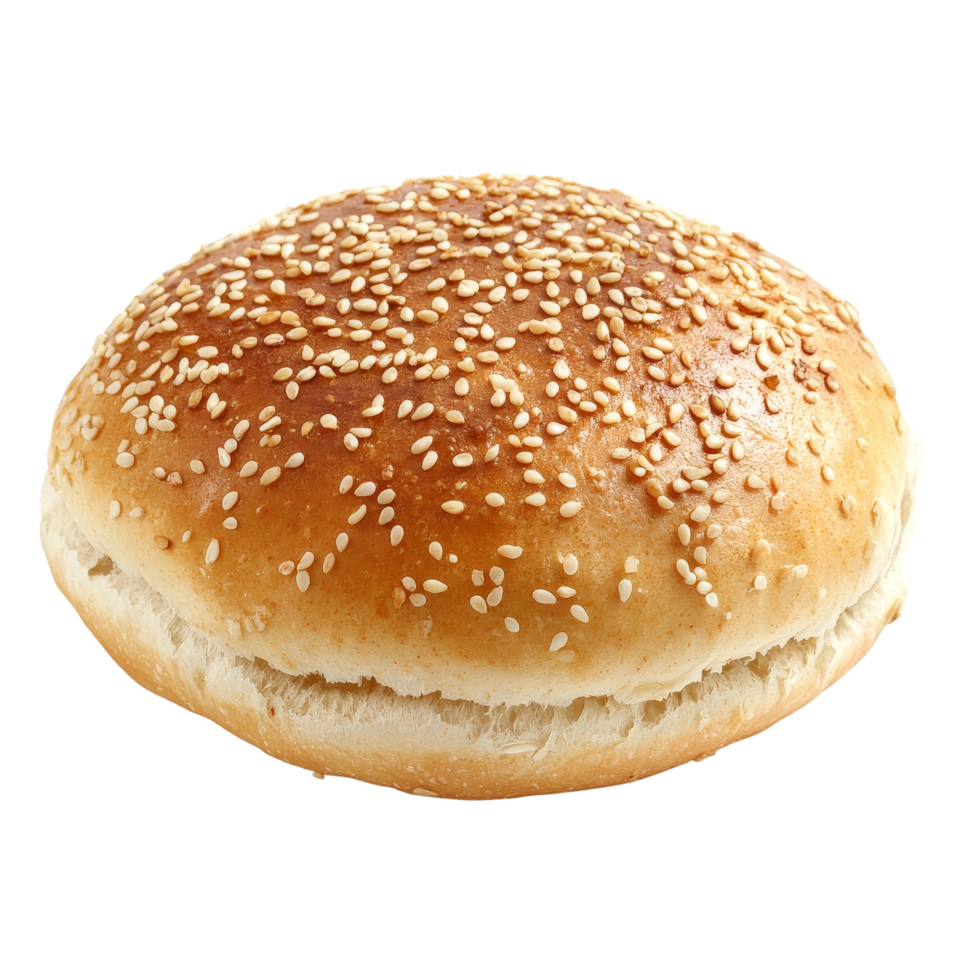 Delicious sesame bun bread on a transparent background perfect for burgers or sandwiches, sesame bun bread on transparent background png