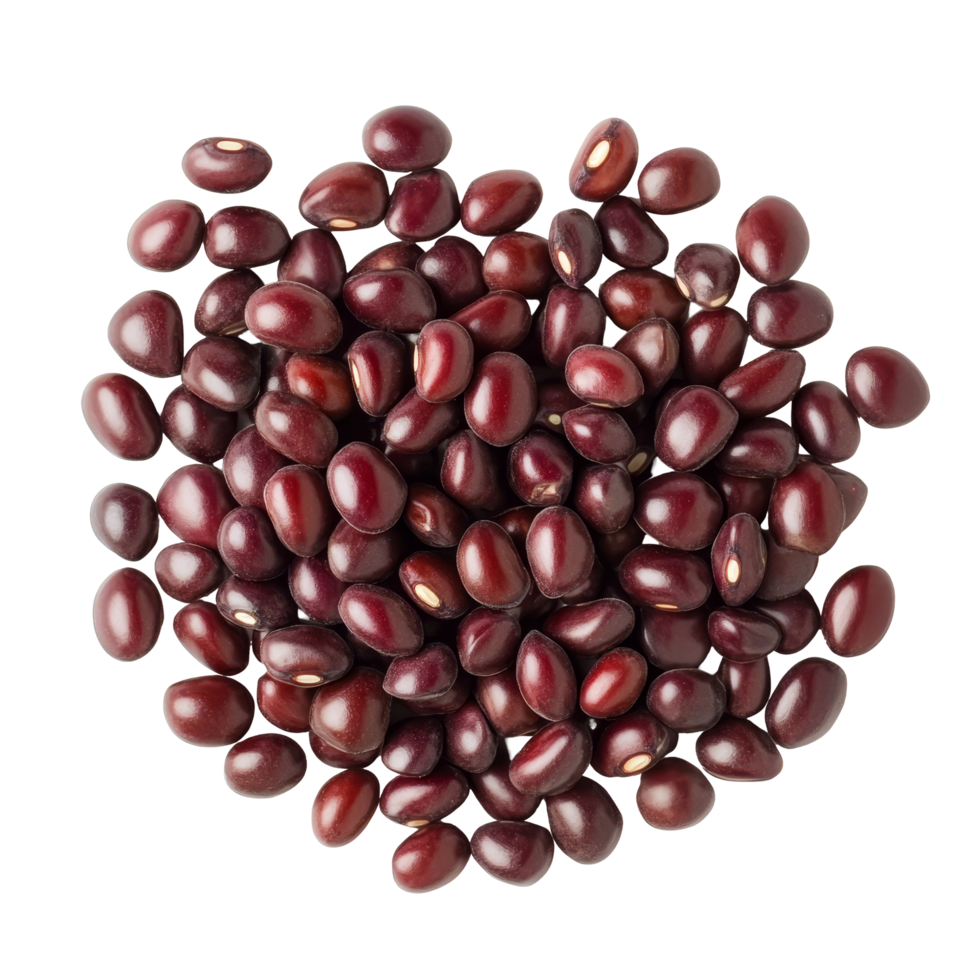 Adzuki beans arranged neatly on a transparent background for a striking visual display, Stacked adzuki beans isolated png
