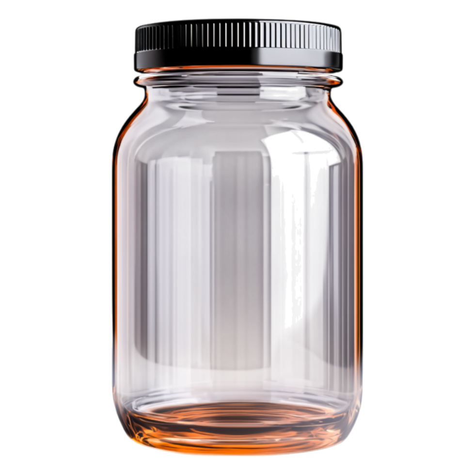Empty Glass Jar with Black Lid for Storage and Organization Purposes png