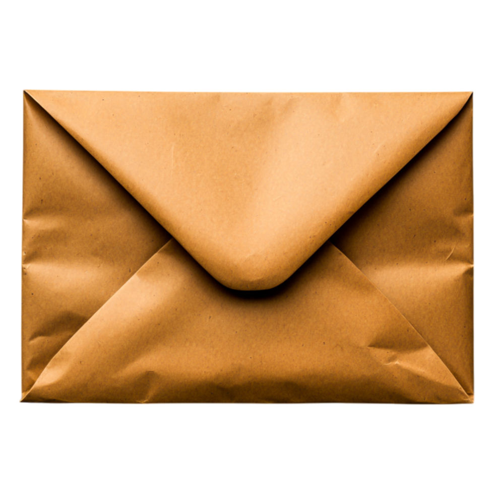 Brown Kraft Paper Envelope Closed with Sharp Folded Edges png