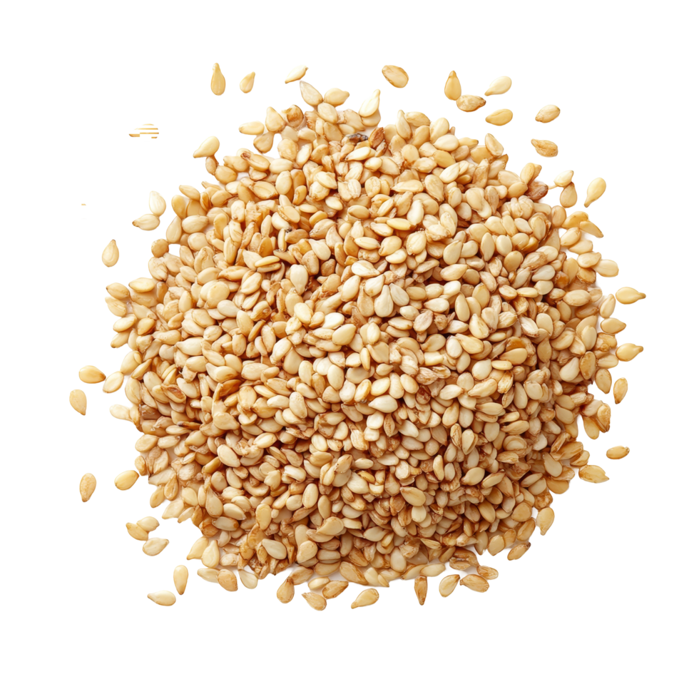 A heap of sesame seeds isolated on a clean transparent background showcasing their natural texture and color, Sesame seeds isolated on transparent background png