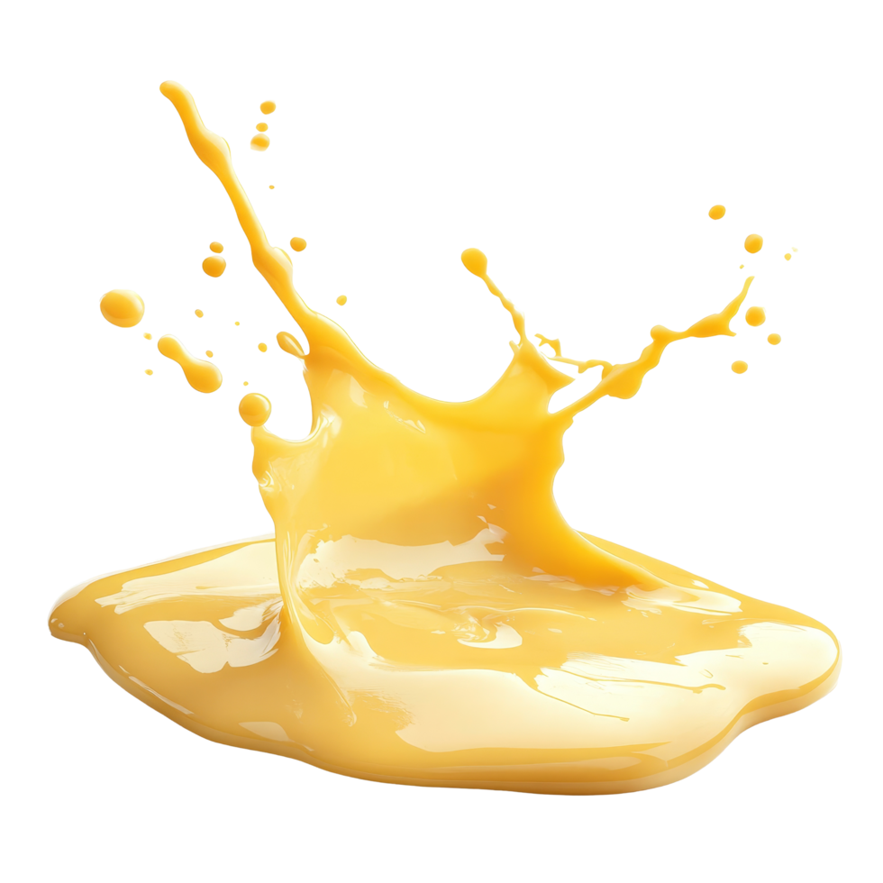 Melted cheese splash creating a vibrant pool on a clean transparent surface, Melted cheese splash on transparent background png