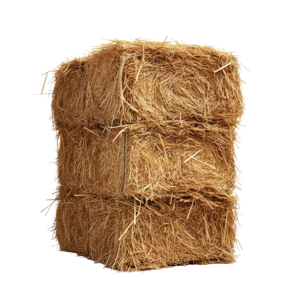 A stack of hay bales on a clean transparent background showcasing agricultural products and farming essentials, Hay Stack on transparent background png