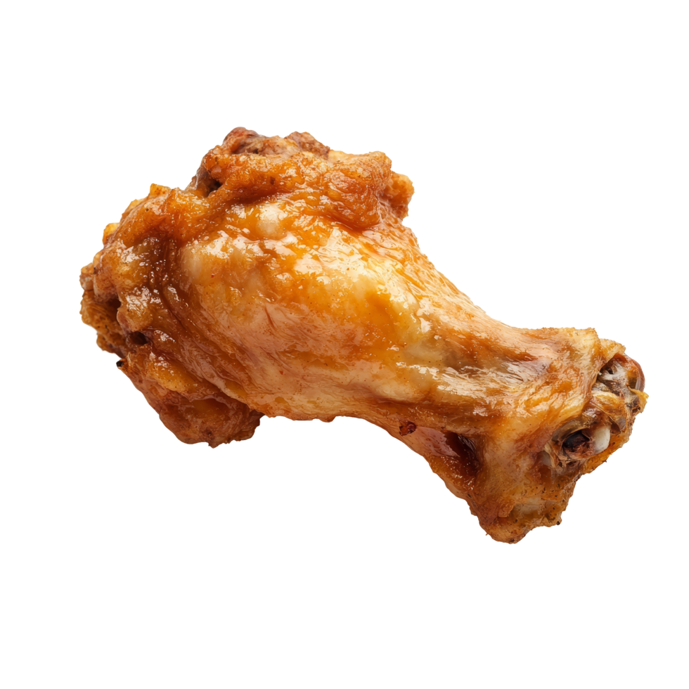 Crispy fried chicken wing against a plain transparent background showcasing a delicious savory treat, Fried Chicken Wing On transparent background png