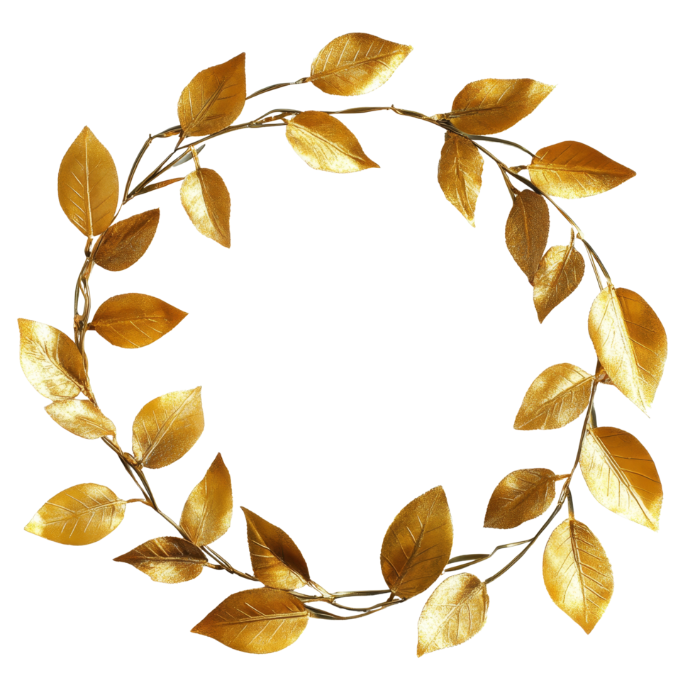 Elegant golden leaf garland on a clean transparent background for festive decorations and creative crafts, golden leaf garland isolated on transparent background png