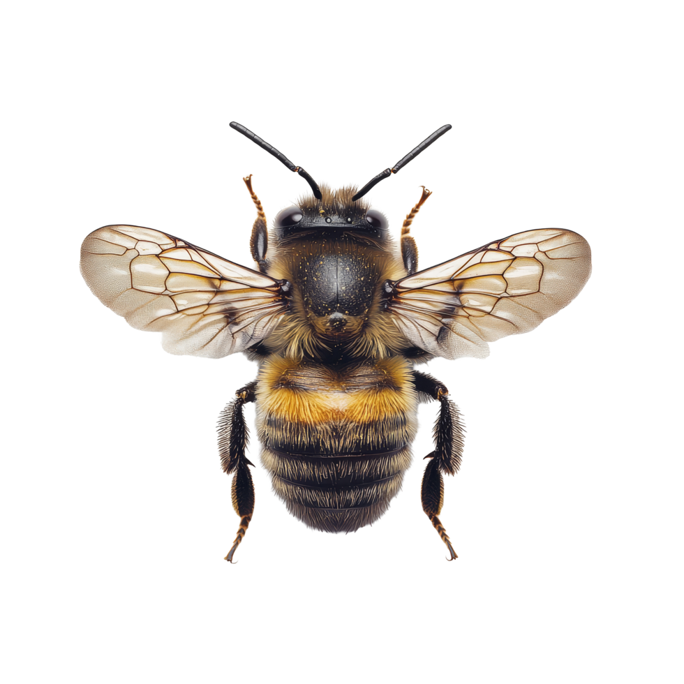 Closeup of a bee isolated on a transparent background showcasing its detailed features and natural beauty, Cold beef salad top view isolated on transparent background png