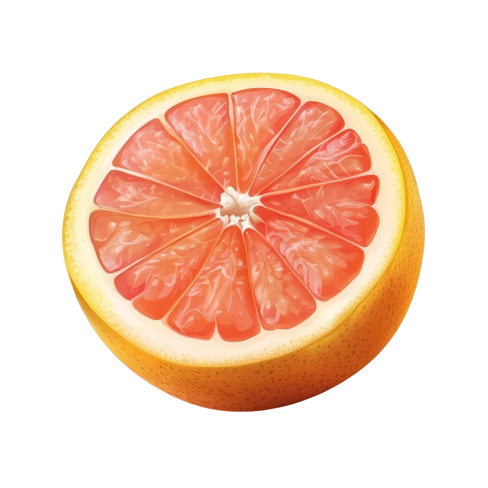 Freshly cut grapefruit showcasing vibrant pink segments on a clean transparent background for culinary inspirations, grapefruit citrus fruit on transparent background png