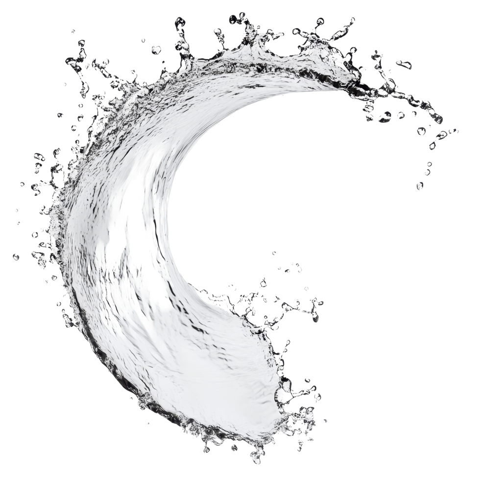 Captivating curve of a water splash captured in a hue, illustrating the fluid dance of natures elements, Curve water splash isolated png