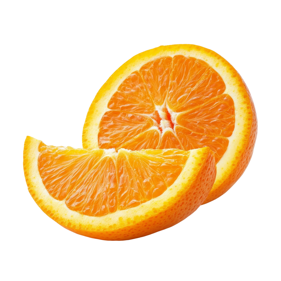 Freshly sliced orange segments arranged on a transparent background for vibrant display and culinary use, sliced orange isolated on the transparent background png