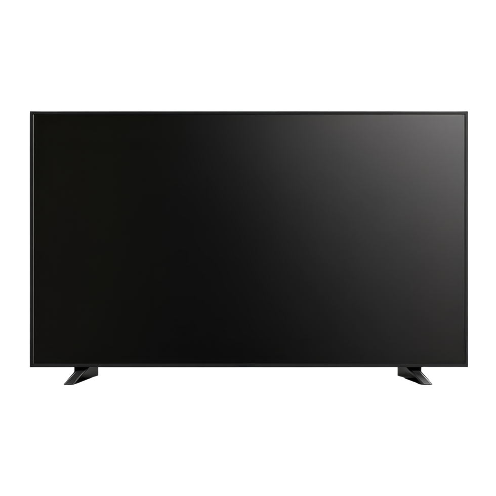 Large modern black TV mockup on a transparent background, perfect for showcasing design projects or advertising, mockup of a large modern black TV, file of isolated object with shadow on transparent png