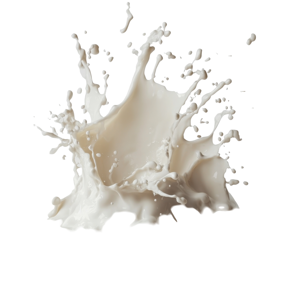 Milk splashes dramatically over a clean transparent background creating a striking visual effect in a highspeed moment, Milk splashing over transparent background png