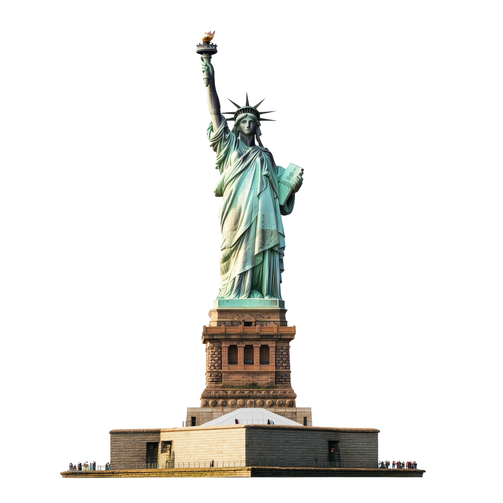 Statue of Liberty stands tall on a transparent background symbolizing freedom in New York City, Statue of Liberty in New York isolated on transparent background png
