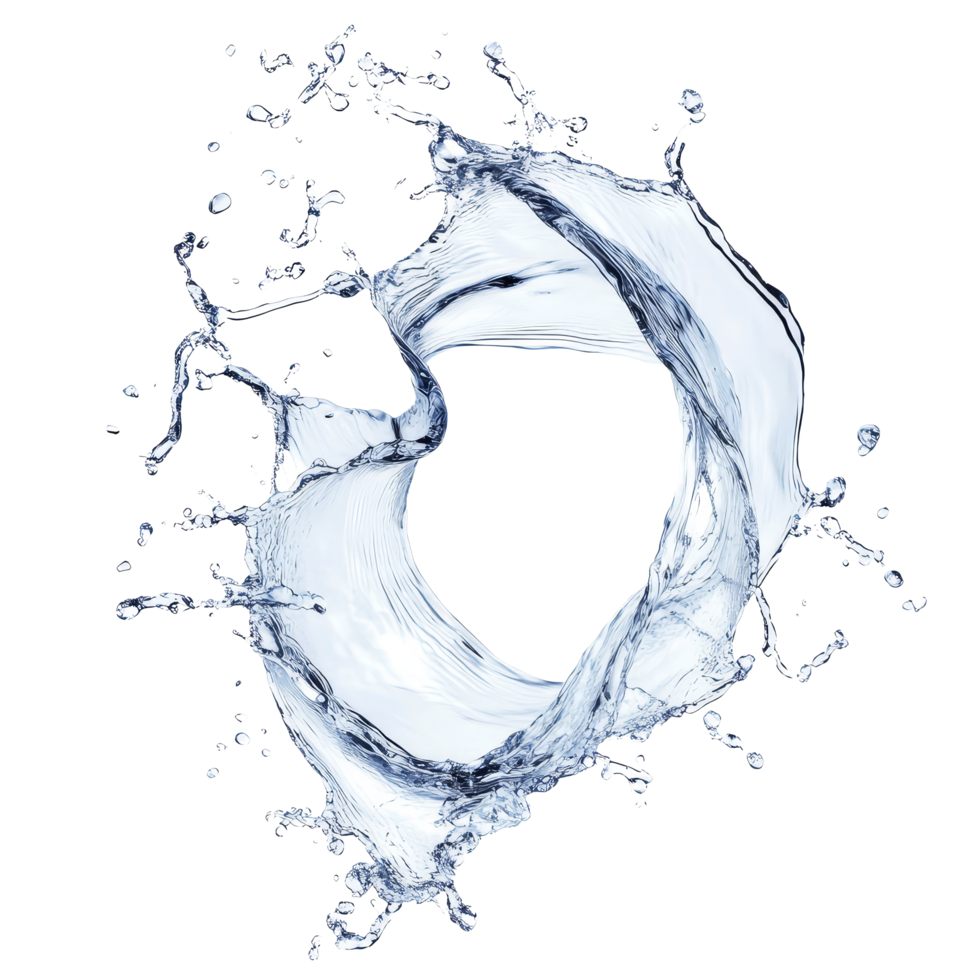 Dynamic twisted water splash captured against a stark transparent background showcasing fluid movement and energy, Twisted water splash isolated png