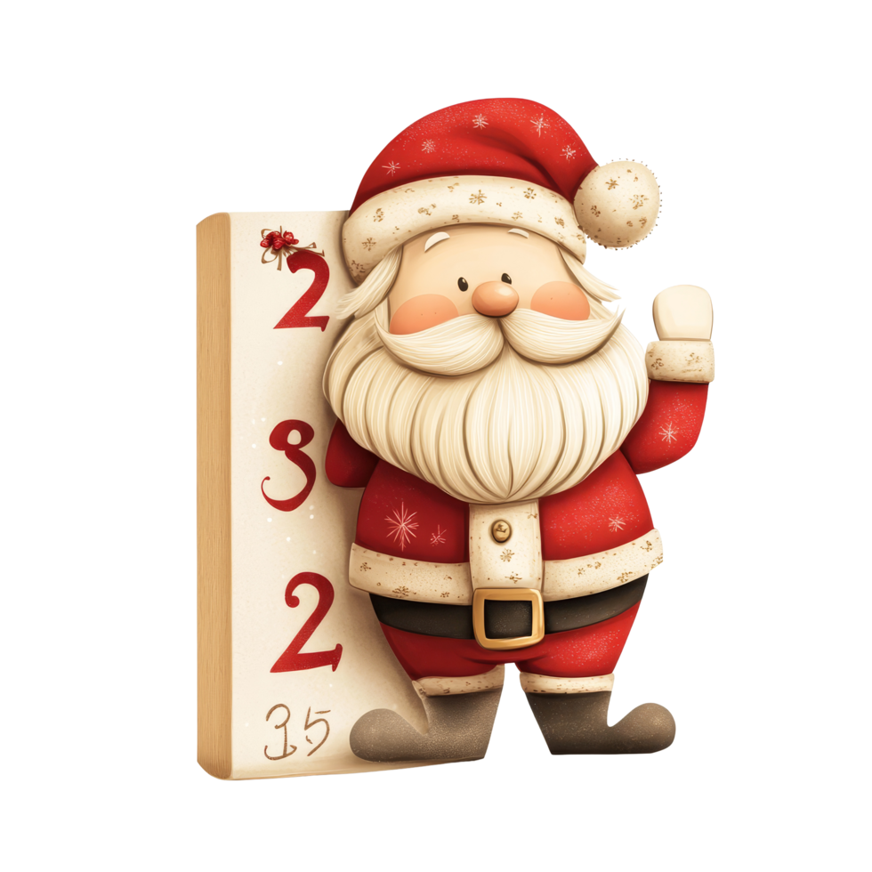 Advent calendar for December featuring a cheerful Santa Claus in festive attire celebrating the holiday season, Christmas Calendar 25 December with Santa claus on transparent background png