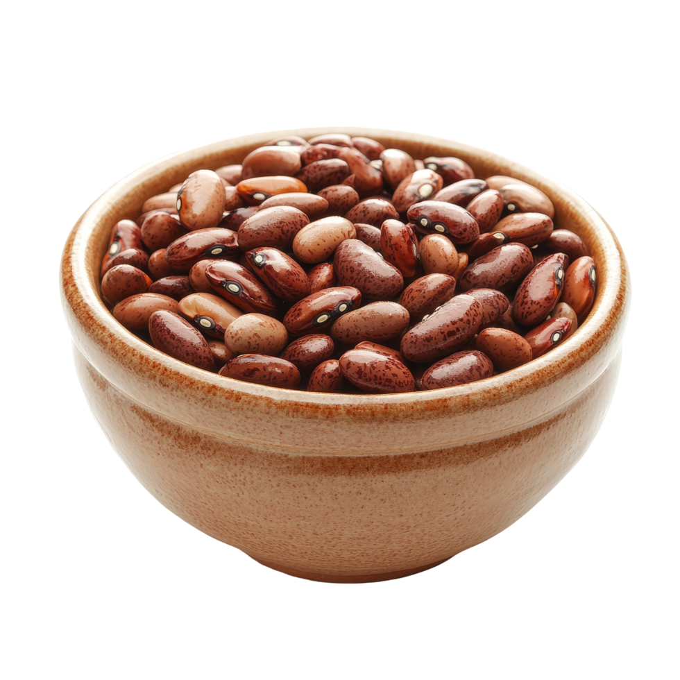 A bowl of assorted beans isolated against a transparent background for culinary use, beans in a bowl isolated on transparent background png