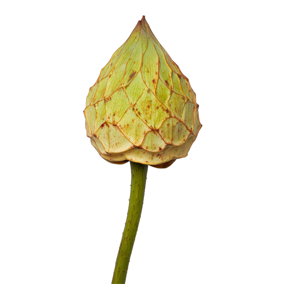 Fresh lotus stem on a minimalistic transparent background highlighting natural beauty and botanical details, lotus stem on transparent background png