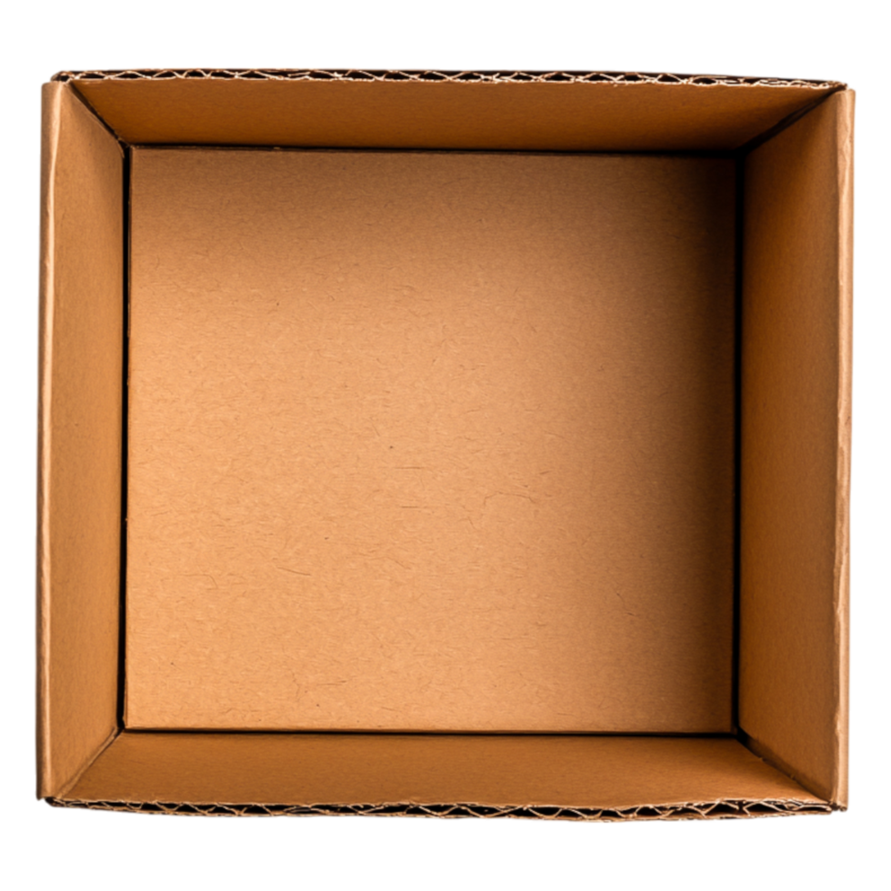 Empty Brown Cardboard Box with Plain Interior Against png