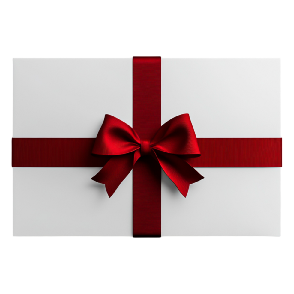 White Gift Box with Red Ribbon and Bow for Special Occasions png