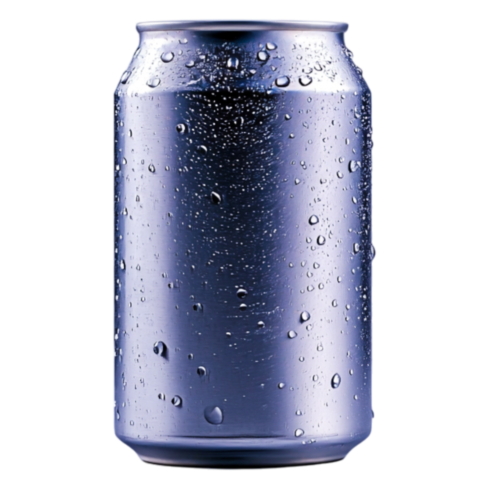 Refreshing Cold Can with Water Drops and Sparkling Surface png