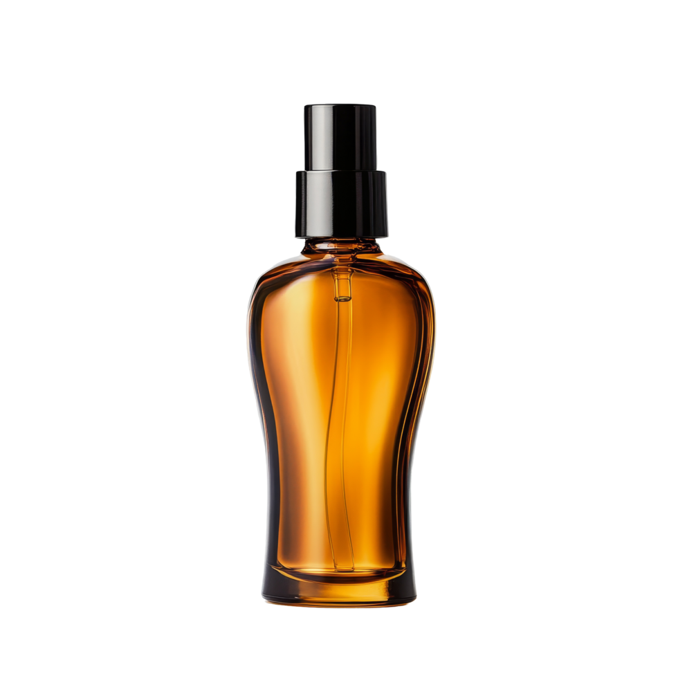 Small fluid cosmetic bottle with a sleek design, isolated on a clean transparent background for product display, small fluid cosmetic bottle isolated on a transparent background png