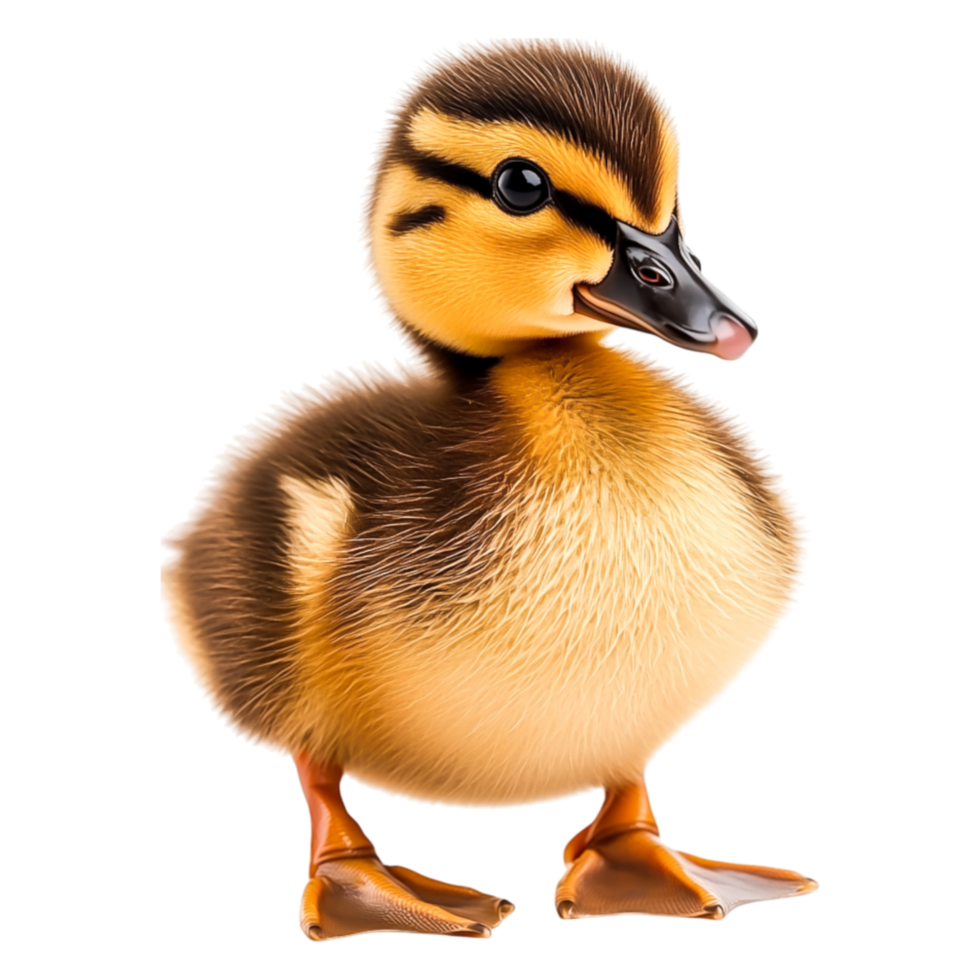 Cute Young Duckling with Fluffy Feathers Standing on png
