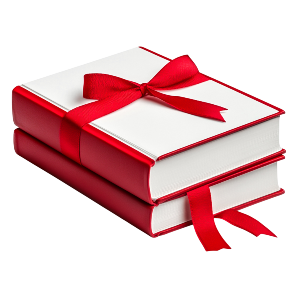 Elegant Red Books with Ribbon Tied Together on png