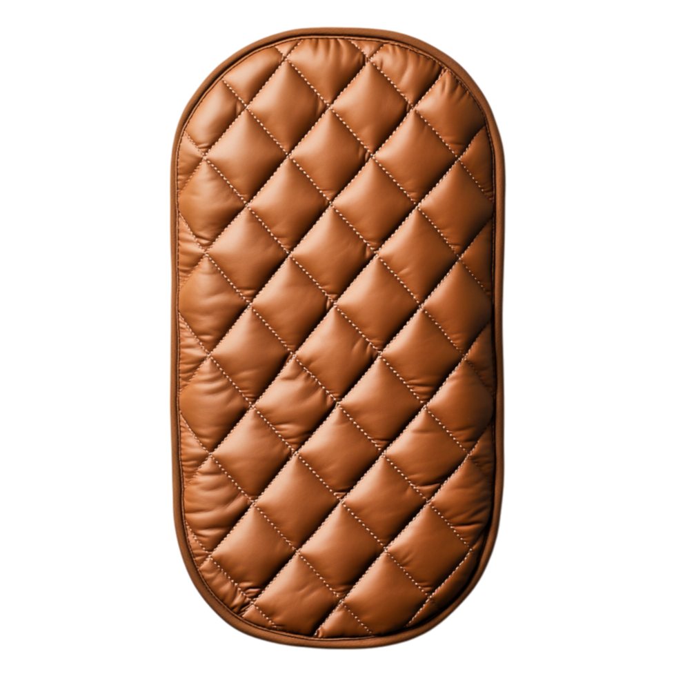 Soft Quilted Leather Mat in Warm Brown Color with Elegant Stitching png